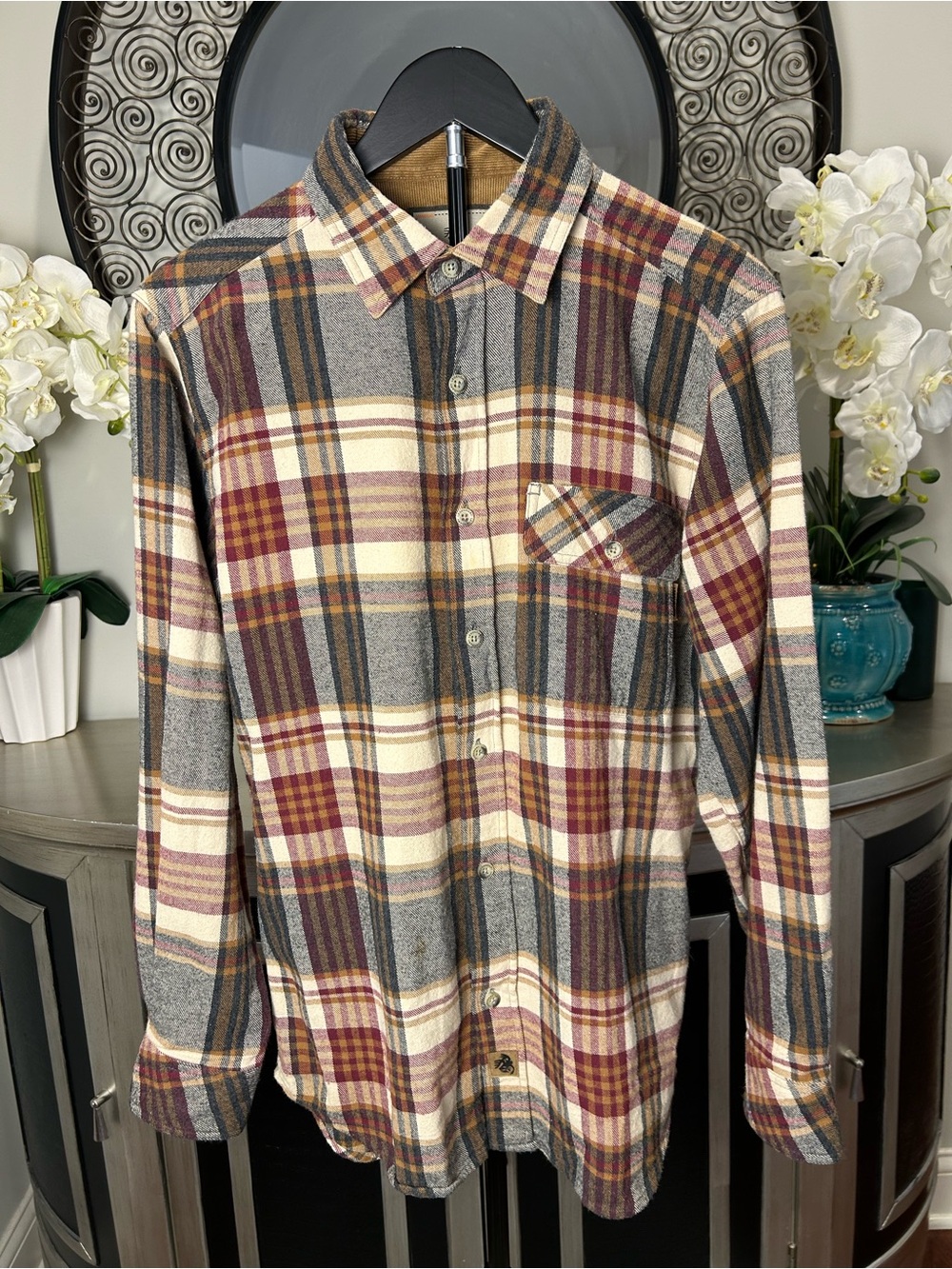 Legendary Whitetails Plaid Button-Down Shirt - Gray, Cream & Burgundy